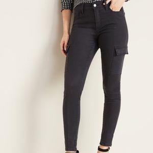 High-Waisted Sateen Rockstar Skinny Cargo Pants